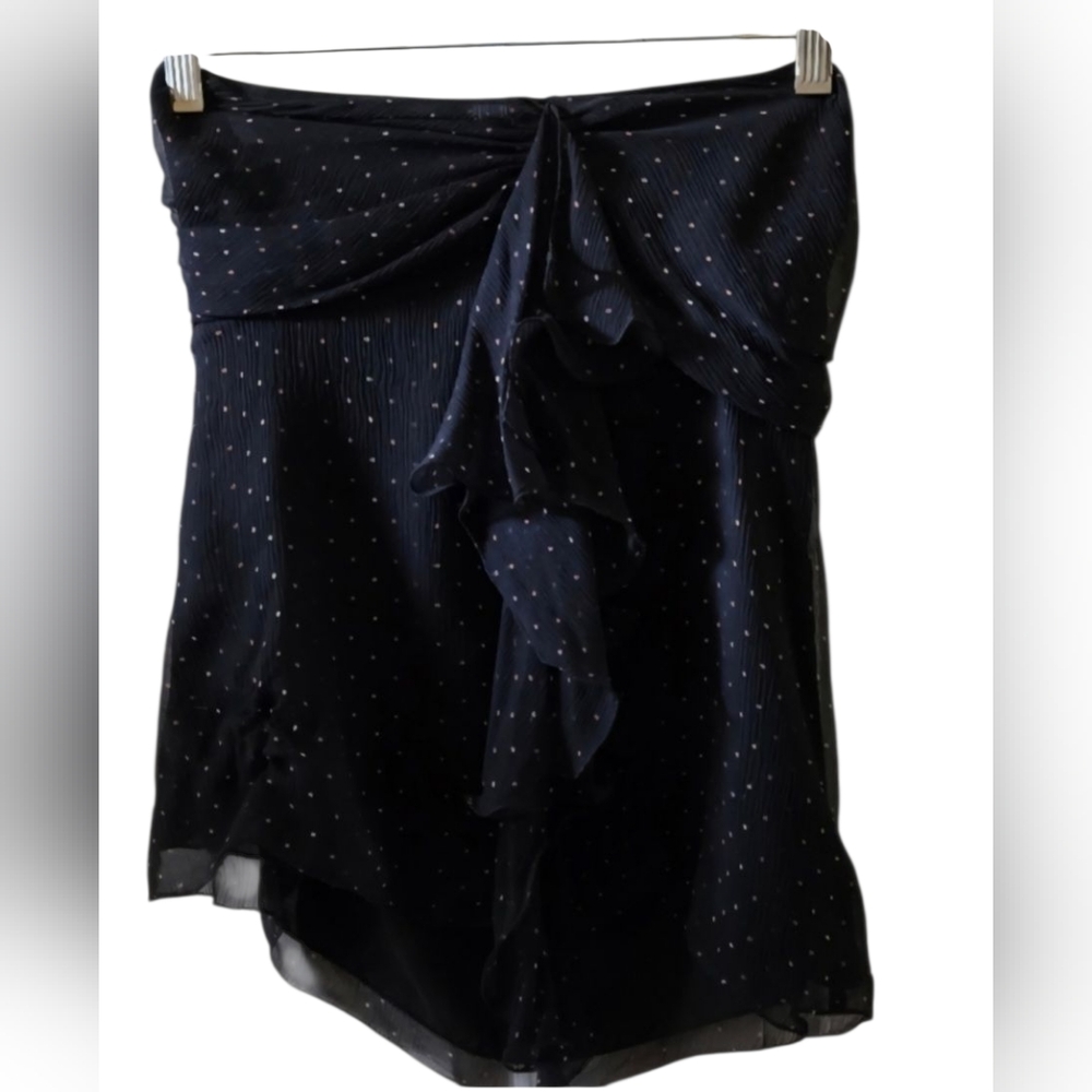 The Limited Womens Black and Pink Strapless With Ruffle Design Blouse